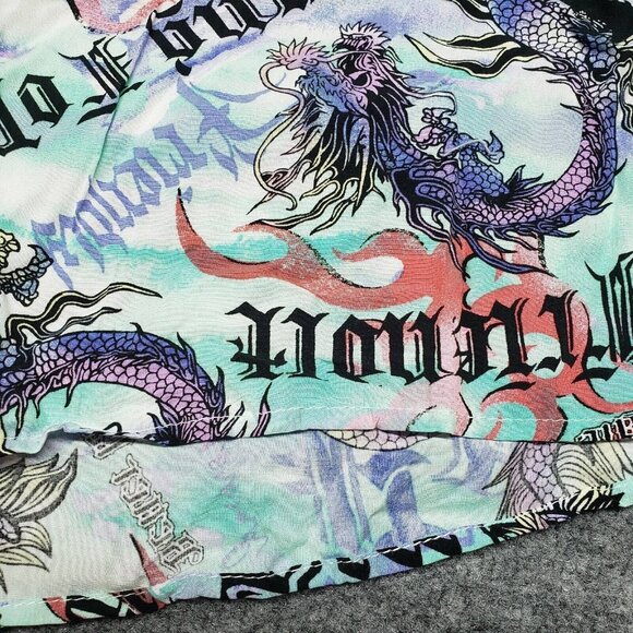 Rue21 Shorts Womens Plus 1X Multicolor Dragon Butterfly High Rise Pull On New - Picture 3 of 11